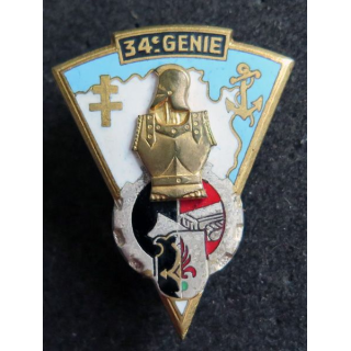 34° RG : 34° régiment du génie Drago  G. 2025 en émail dos argenté
