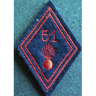 losange de bras modèle 45 :  51° régiment d'infanterie troupe sur scratch