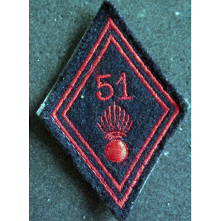 losange de bras modèle 45 :  51° régiment d'infanterie troupe sur scratch
