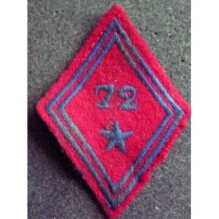 LOSANGE DE BRAS MODÈLE 45 : Ecusson troupe 72° régiment d'artillerie avec étoile
