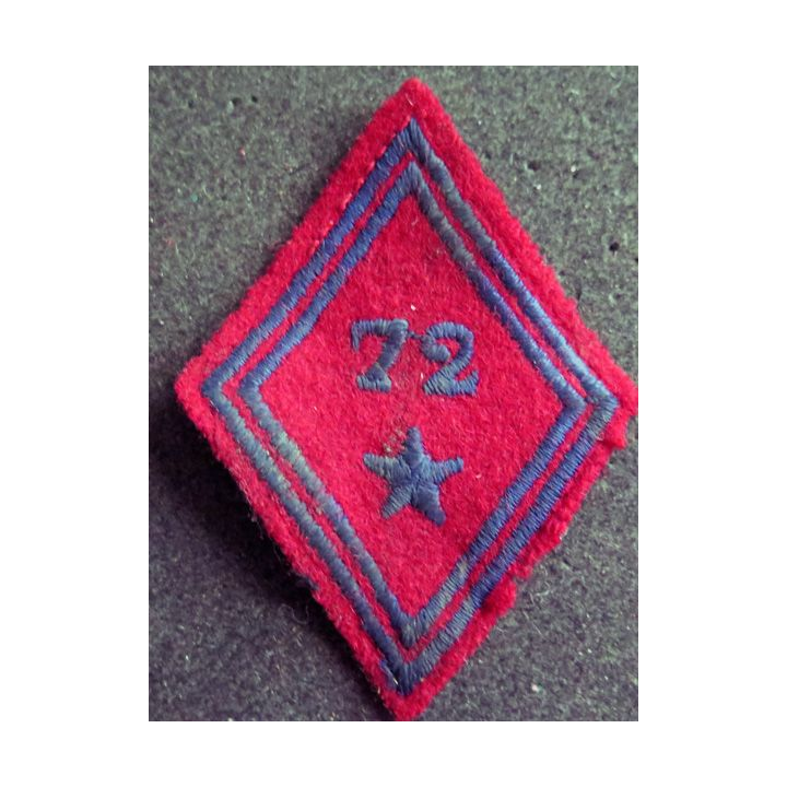LOSANGE DE BRAS MODÈLE 45 : Ecusson troupe 72° régiment d'artillerie avec étoile
