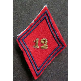 LOSANGE DE BRAS MODÈLE 45 : 12° régiment d'artillerie cadre en cannetille