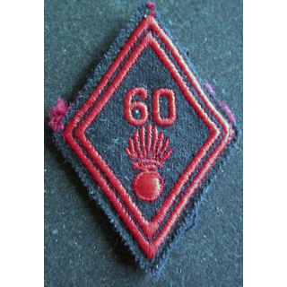 LOSANGE DE BRAS MODÈLE 45 : 60° régiment d'infanterie troupe doublé sur tissu bleu noir