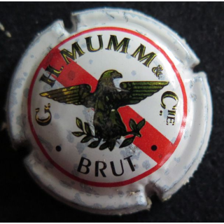 Capsule Muselet de bouteille de champagne G. H MUMM & C° n° 102 blanc, barre rouge, brut