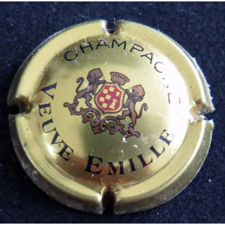 Capsule Muselet de bouteille de champagne Veuve Emille n° 4 or écusson rouge