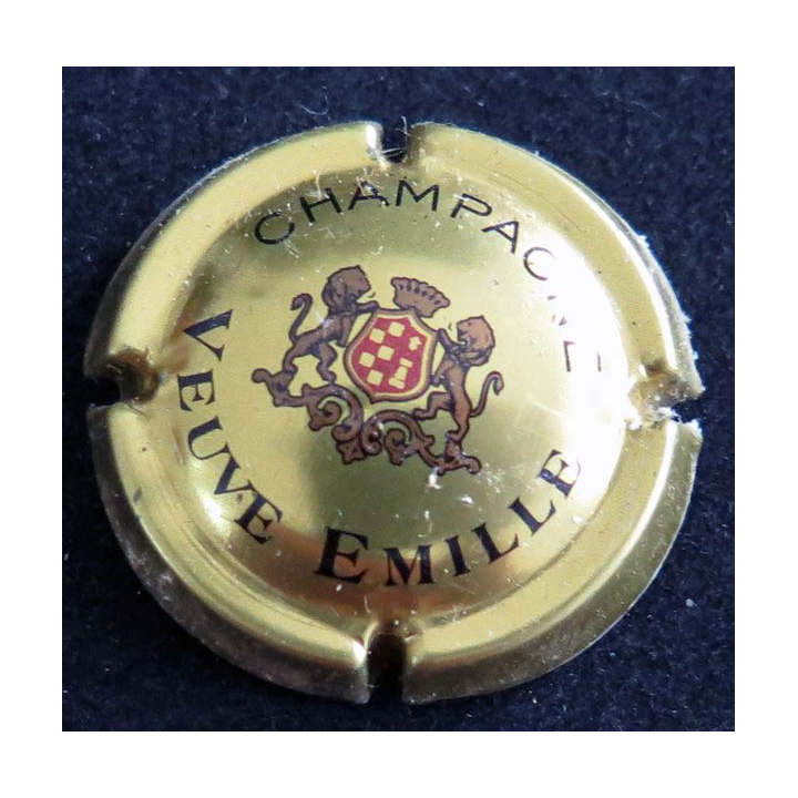 Capsule Muselet de bouteille de champagne Veuve Emille n° 4 or écusson rouge