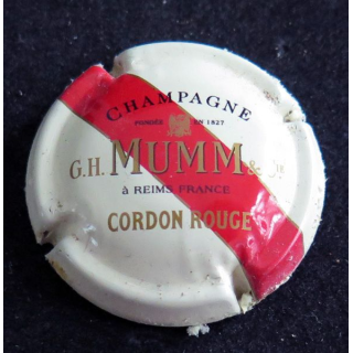 Capsule Muselet de bouteille de champagne G. H MUMM & C° n° 119a crème pâle cordon rouge