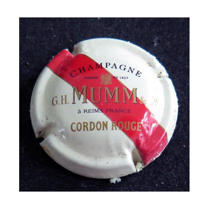 Capsule Muselet de bouteille de champagne G. H MUMM & C° n° 119a crème pâle cordon rouge