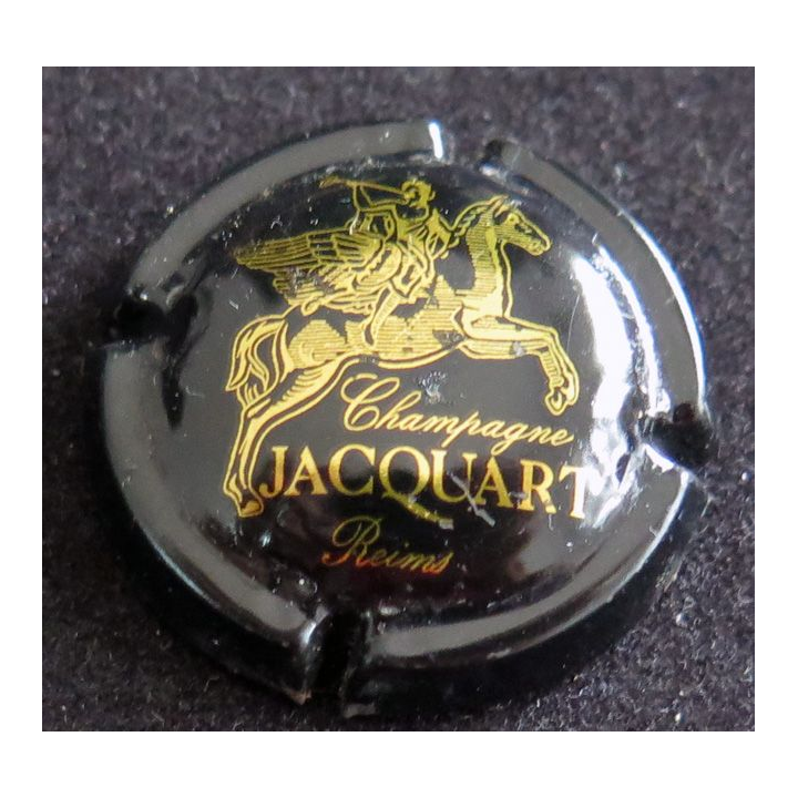 Capsule Muselet de bouteille de champagne JACQUART n° 5a Noir et or foncé (Reims à gauche)