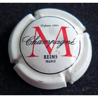 Capsule Muselet de bouteille de champagne Montaudon n° 6 blanc rouge et noir