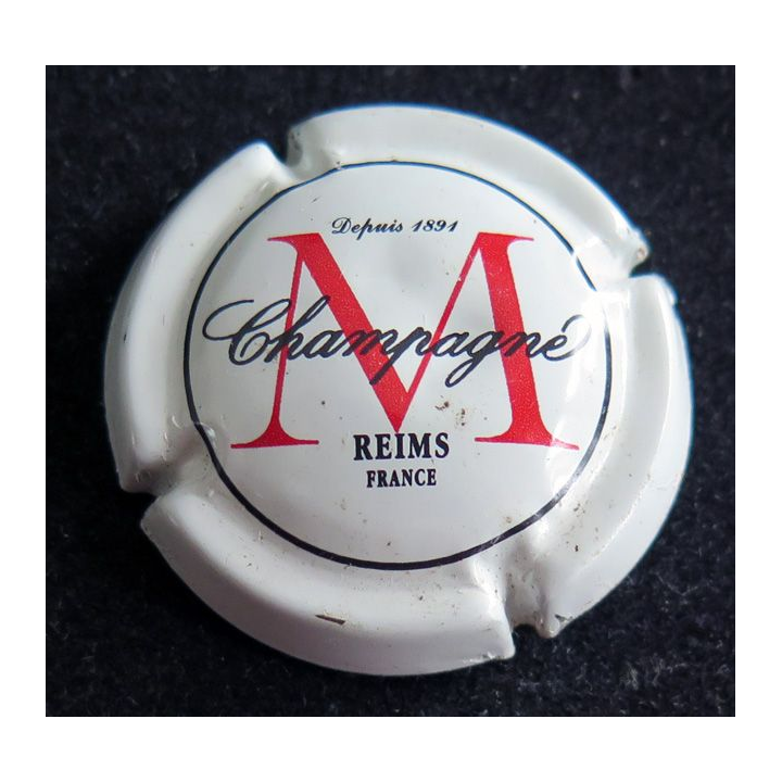 Capsule Muselet de bouteille de champagne Montaudon n° 6 blanc rouge et noir