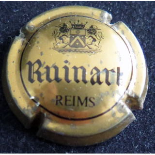 Capsule Muselet de bouteille de champagne RUINART n° 44e or foncé et noir (tâché)