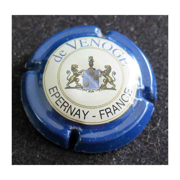 Capsule Muselet de bouteille de champagne DE VENOGE n° 11 Bleu centre blanc