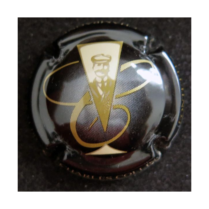 Capsule Muselet de bouteille de champagne COLLIN CHARLES n° 6 Noir, Or et crème