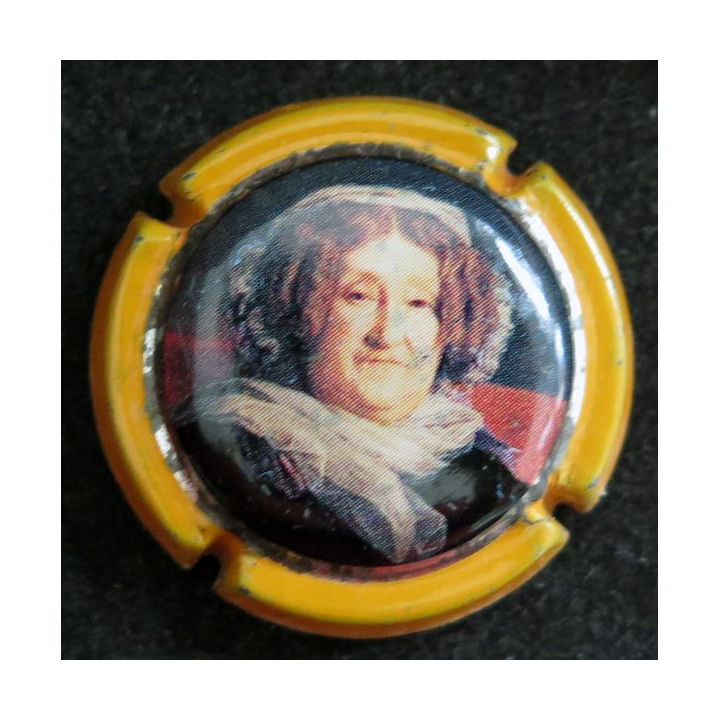 Capsule Muselet de bouteille de champagne CLICQUOT n° 121 Orange, filet métal