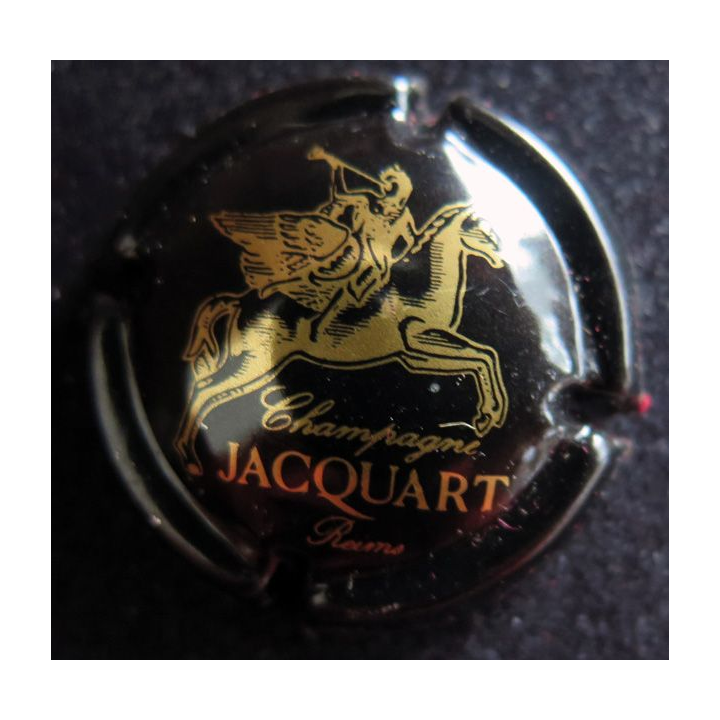 Capsule Muselet de bouteille de champagne JACQUART n° 4a noir et or R de Reims centré et sans boucle