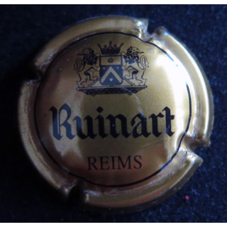 Capsule Muselet de bouteille de champagne RUINART n° 40 Or foncé et noir boucle en haut du T