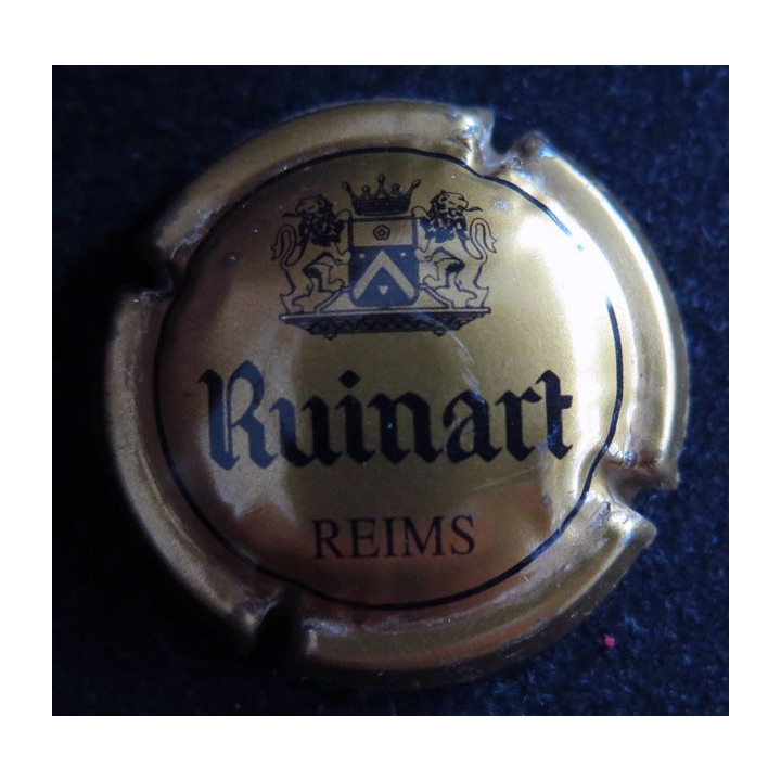 Capsule Muselet de bouteille de champagne RUINART n° 40 Or foncé et noir boucle en haut du T