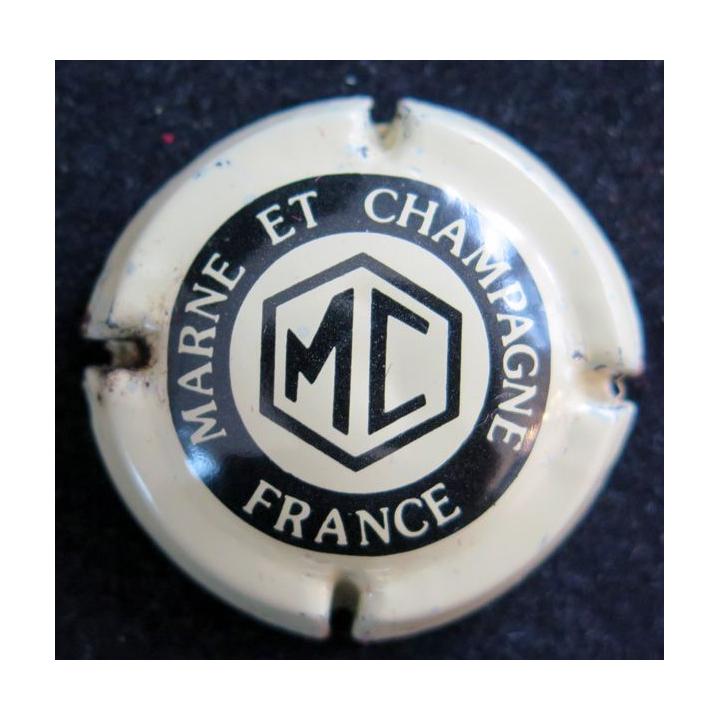 Capsule Muselet de bouteille de champagne MARNE et CHAMPAGNE n° 3 crème et noir