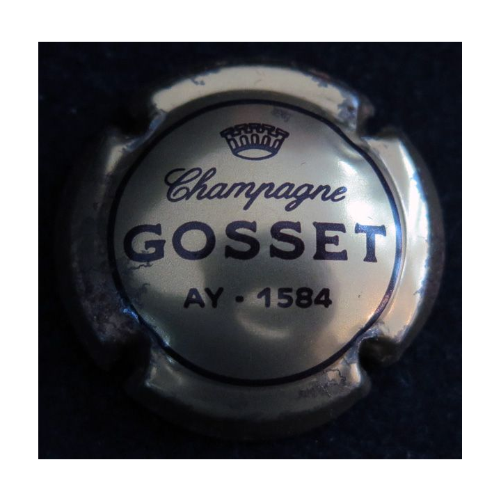 Capsule Muselet de bouteille de champagne GOSSET n° 24 Or brillant écriture marron