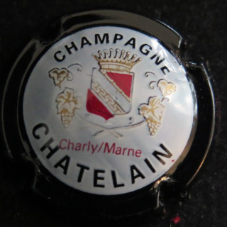 Capsule Muselet de bouteille de champagne CHATELAIN n° 2a contour noir, fond gris, or au lieu de noir sur dessin