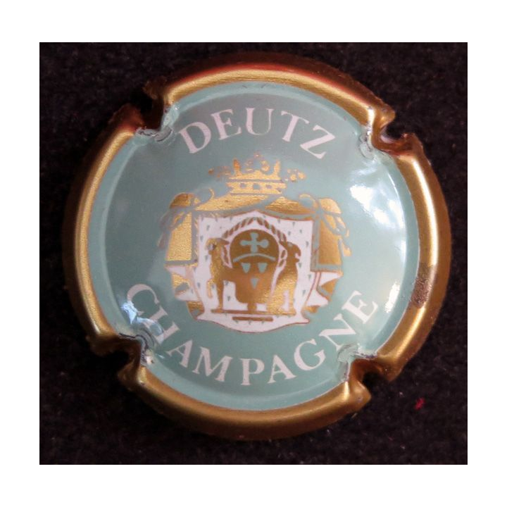 Capsule Muselet de bouteille de champagne DEUTZ n° 25 Turquoise contour or