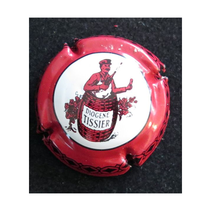 Capsule Muselet de bouteille de champagne TISSIER Diogène n° 5 contour rouge et noir petit dessin
