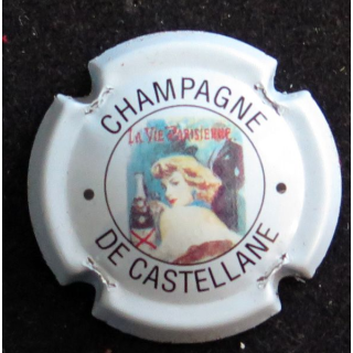 Capsule Muselet de bouteille de champagne De CASTELLANE n° 40 1° série fond bleu pâle