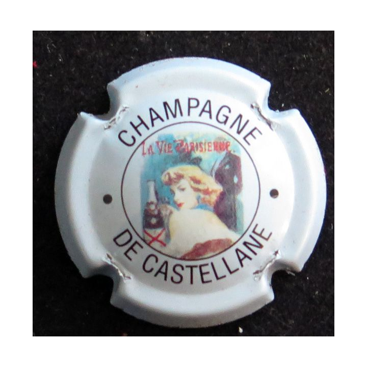 Capsule Muselet de bouteille de champagne De CASTELLANE n° 40 1° série fond bleu pâle