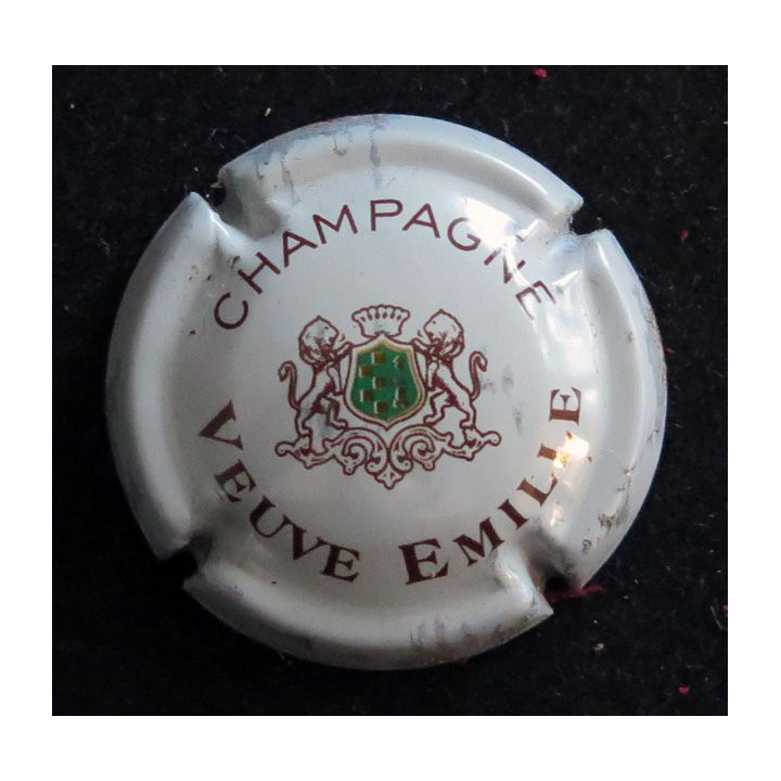 Capsule Muselet de bouteille de champagne VEUVE EMILLE n° 3 Blanc, écusson vert, barre courte