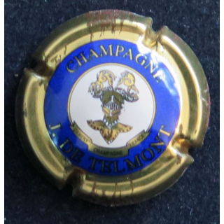 Capsule Muselet de bouteille de champagne J. De TELMONT n° 8 Bleu, lettres fines
