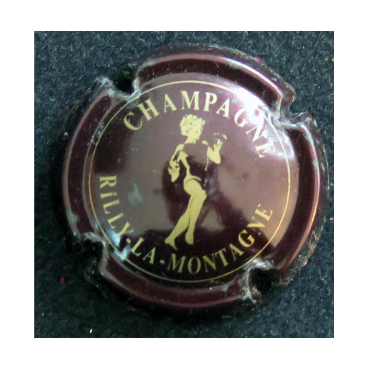 Capsule Muselet de bouteille de champagne RILLY LA MONTAGNE n° 1 Bordeaux foncé et or