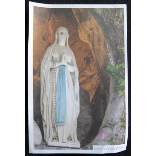 IMAGE PIEUSE : image d'intention de prière portée à la Grotte de Lourdes