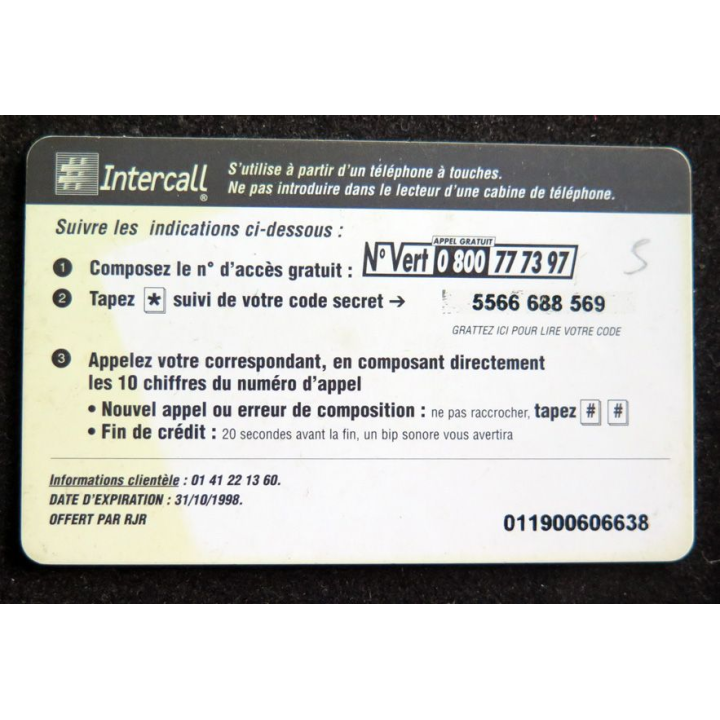 Carte téléphonique Intercall 10 Unités prépayées