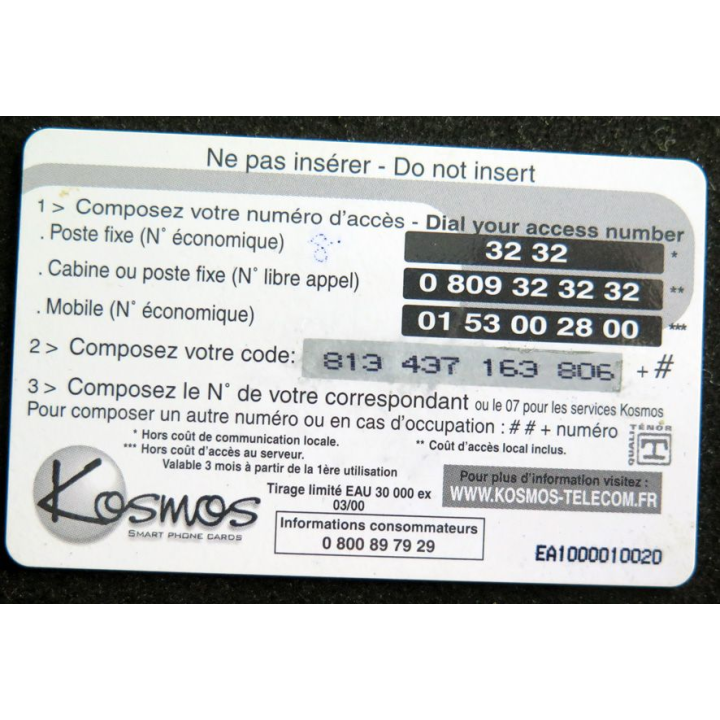 Carte téléphonique France-Monde 100 F  retour aux éléments 2. L'eau