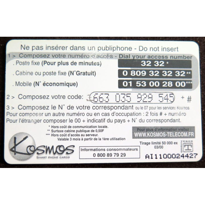 Carte téléphonique France-Monde 100 F  retour aux éléments 1. L'air