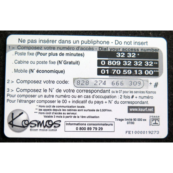 Carte téléphonique France-Monde 100 F  retour aux éléments 4. Le Feu
