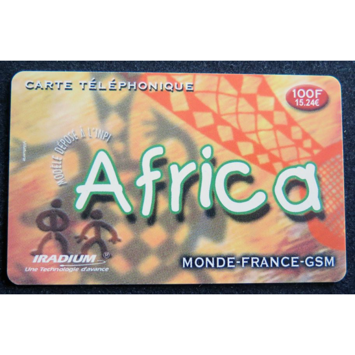 Carte téléphonique Monde-France-GSM 100 F 15,24 € Africa
