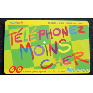 Carte téléphonique Omnicarte France-GSM-international 60 unités