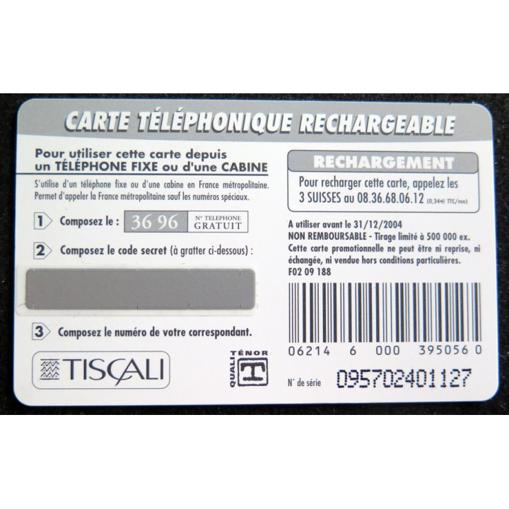 Carte téléphonique 3 Suisses 5 unités d'Appel prépayées 