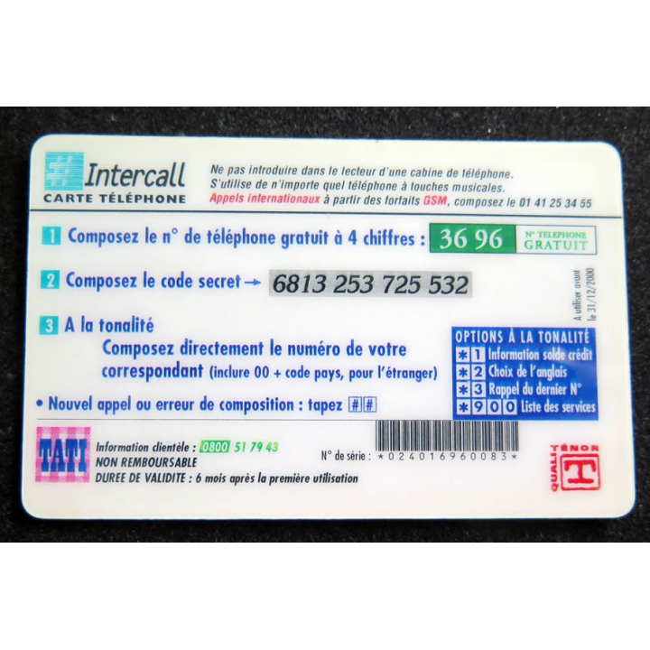 Carte téléphonique Intercall 50 tati