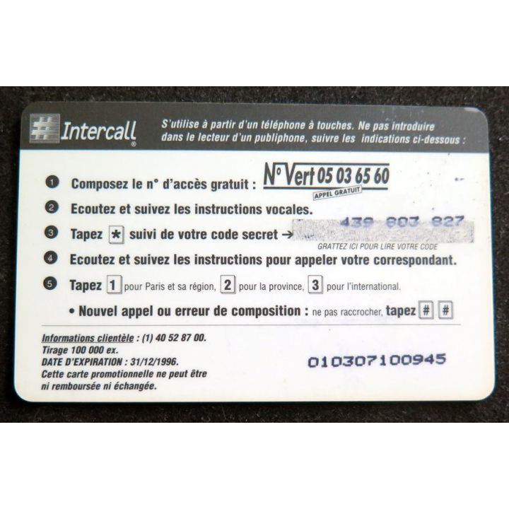Carte téléphonique Intercall 50 Unités prépayées Ford