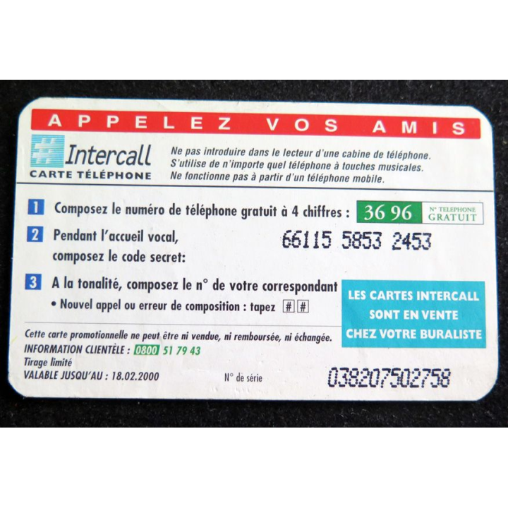 Carte téléphonique Intercall 5 minutes