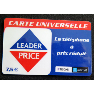 Carte téléphonique universelle Intercall 7,5 € Leader Price