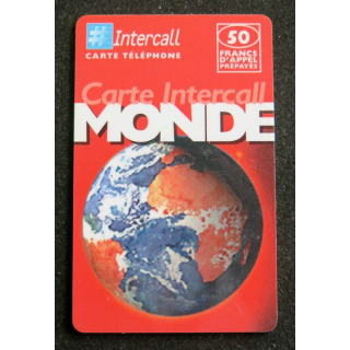 Carte téléphonique Intercall Monde 50 F d'appel prépayés