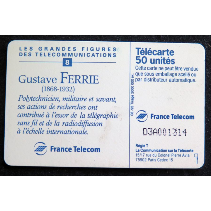 Carte téléphonique Télécarte 50 Gustave Ferrie