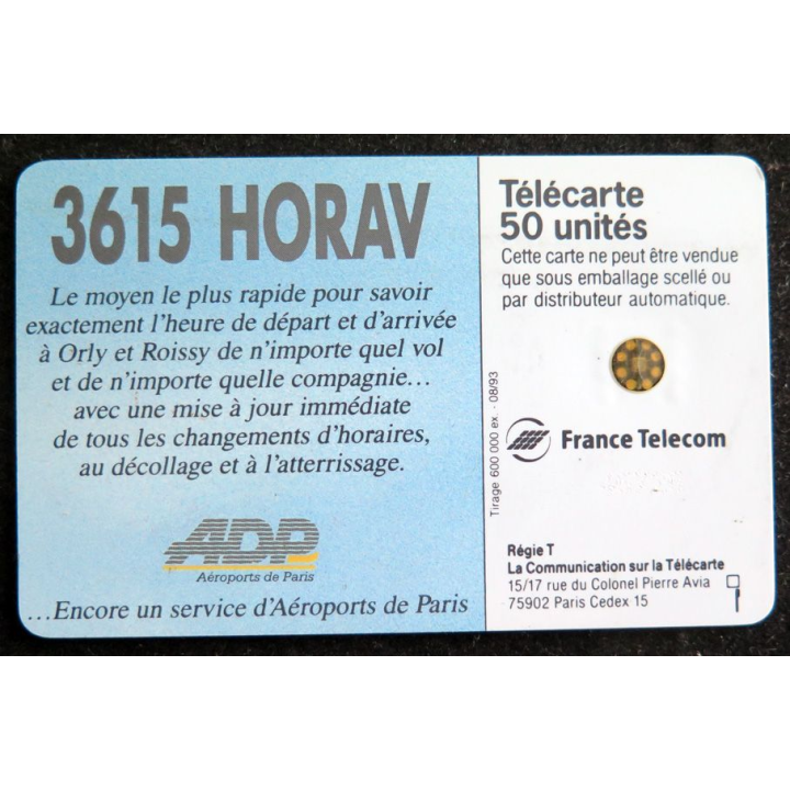 Carte téléphonique Télécarte 50 3615 HORAV