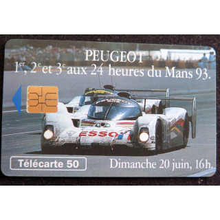 Carte téléphonique télécarte 50 Peugeot 1°, 2° et 3° aux 24 heures du Mans 93