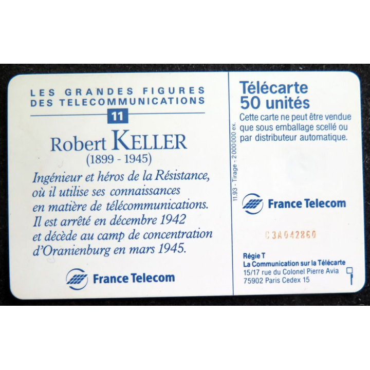 Carte téléphonique Télécarte 50 Robert Keller
