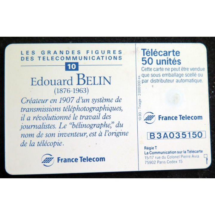 Carte téléphonique Télécarte 50 Edouard Belin